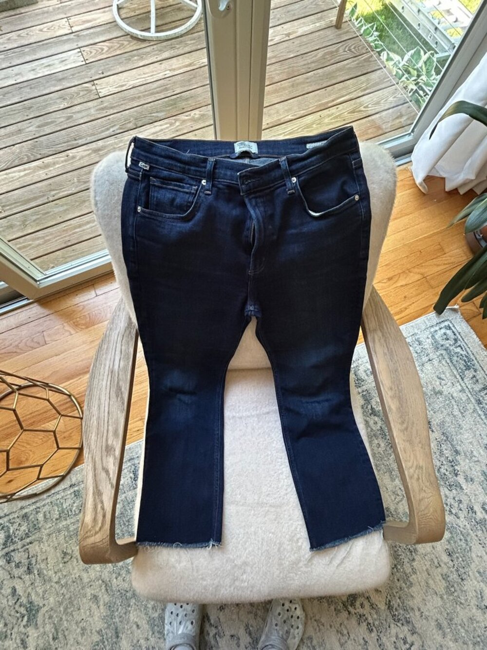 Citizens of Humanity Dark Wash Raw Hem Flare Jeans - Size 31